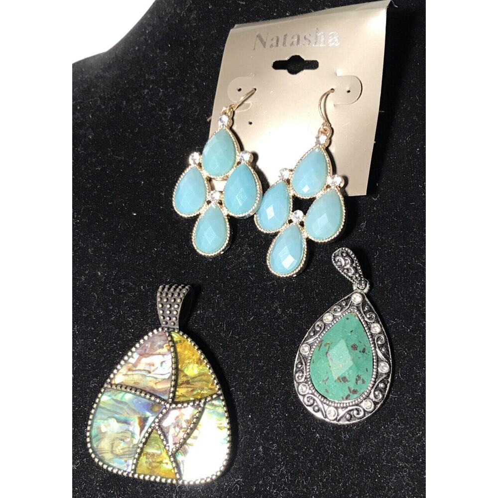 Lia Sophia Potpourri Genuine Abalone Pendant Slide And A 2nd Pendant + Earrings